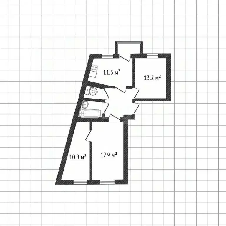 3-к кв. Белгородская область, Белгород ул. Щорса, 39а (66.9 м) - Фото 2
