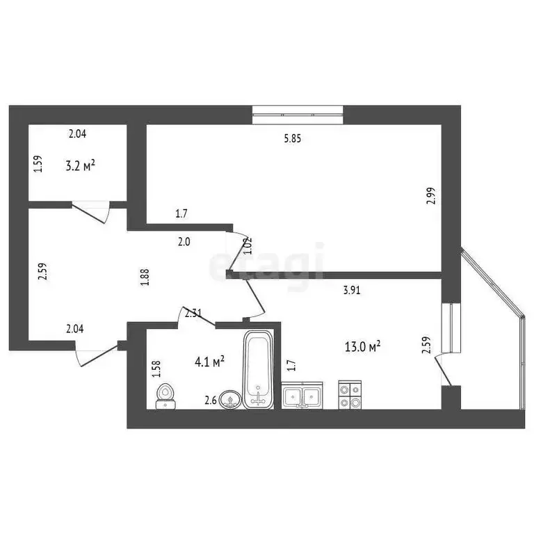 1-комнатная квартира: Якутск, улица 50 лет Советской Армии, 12/1 (41.4 ... - Фото 1