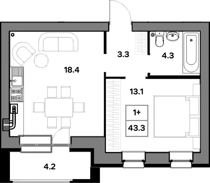 1-комнатная квартира: Ярославль, улица Шевелюха, 130 (43.3 м) - Фото 0