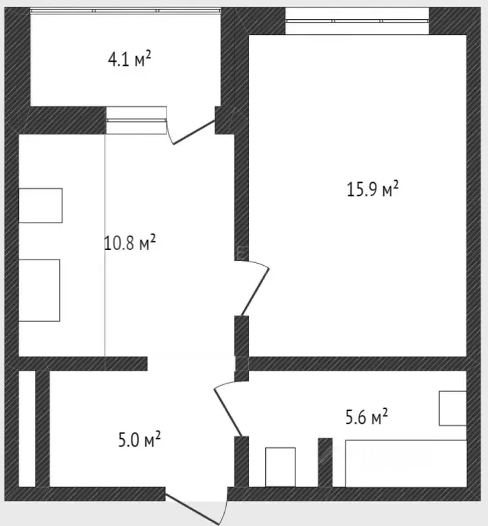 1-к кв. Тюменская область, Тюмень ул. Эльвиры Федоровой, 1 (42.0 м) - Фото 2