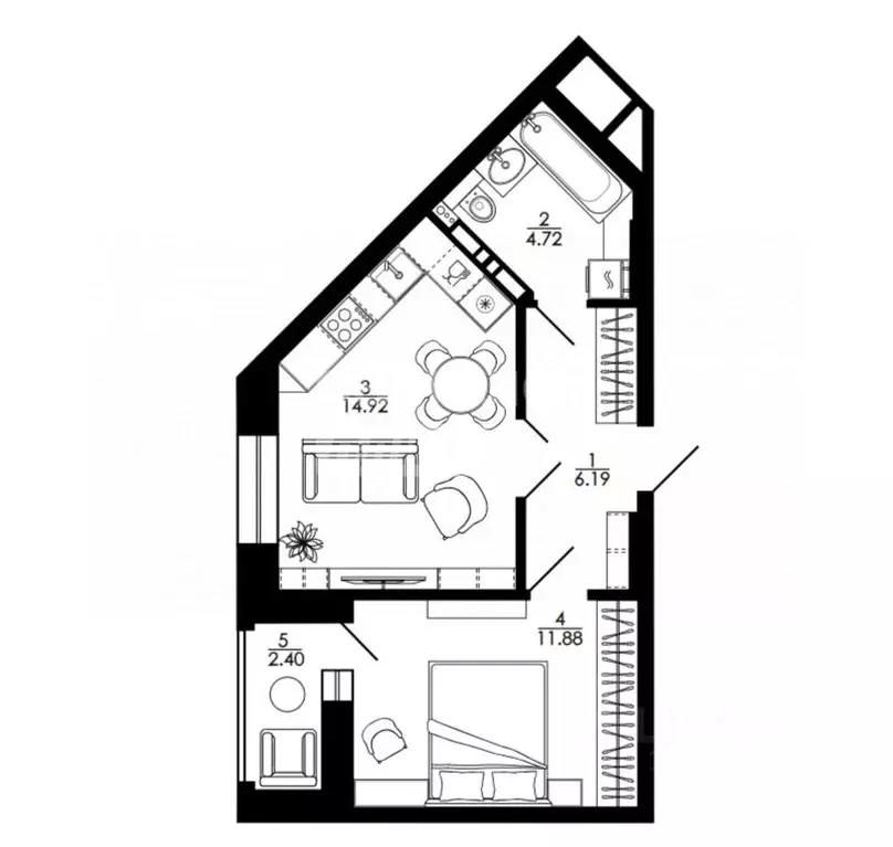 1-к кв. Липецкая область, Липецк Университетский мкр, Архитектор жилой ... - Фото 1