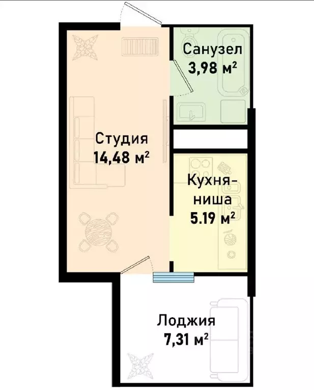 1-к кв. Крым, Черноморское пгт ул. Евпаторийская, 1 (30.96 м) - Фото 0