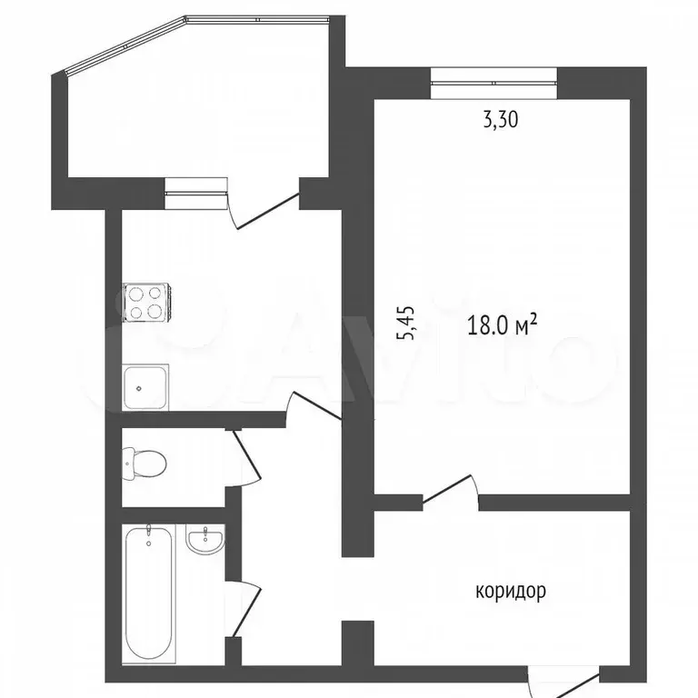 1-к. квартира, 41,6 м, 2/5 эт. - Фото 0