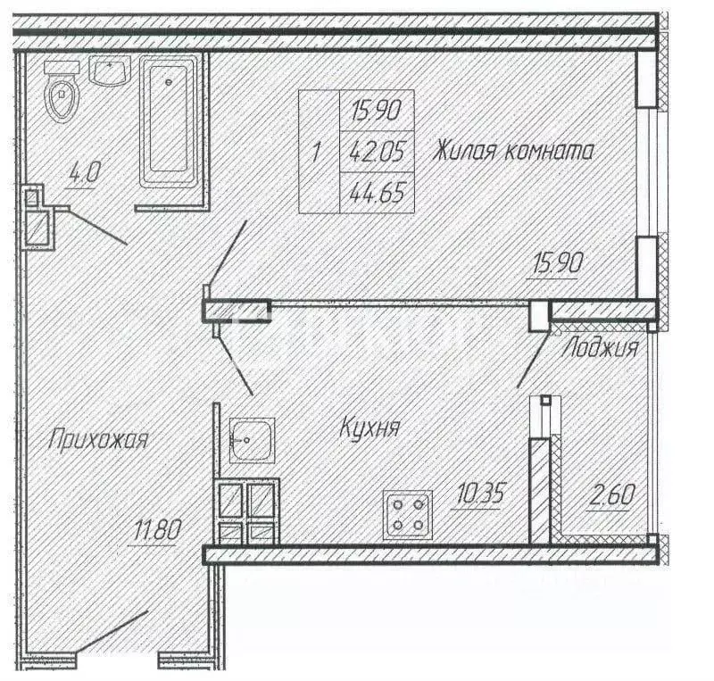 1-к кв. Ивановская область, Иваново ул. 2-я Полевая, 36к2 (44.0 м) - Фото 1