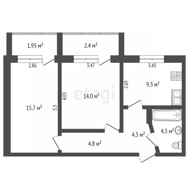 2-к кв. Ростовская область, Таганрог ул. Свободы, 21Б (52.8 м) - Фото 0