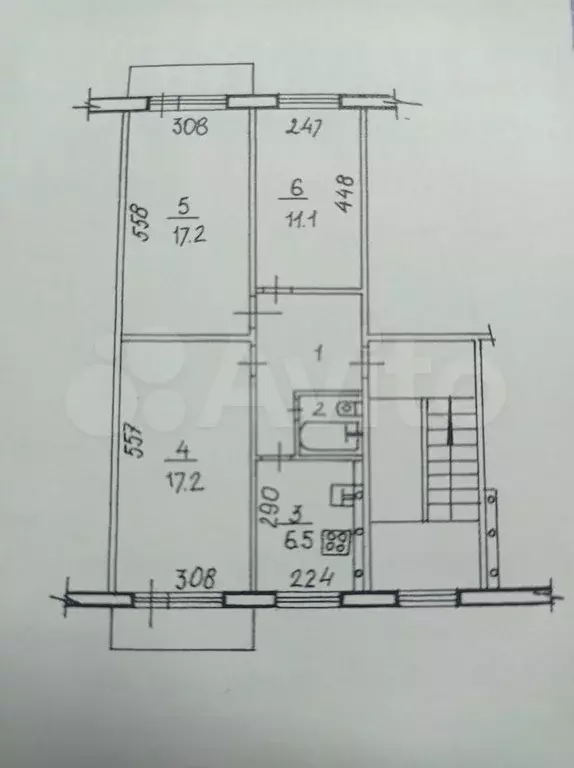 3-к. квартира, 60,8 м, 5/5 эт. - Фото 0