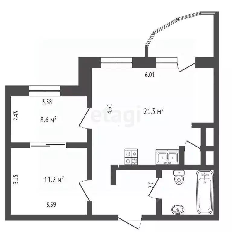 2-к кв. Москва Севастопольский просп., 51 (60.2 м) - Фото 2