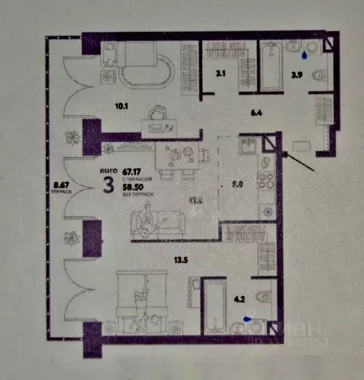 3-к кв. Москва ул. Малая Очаковская, 1к2 (67.0 м) - Фото 1