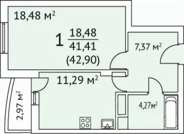 1-к кв. Владимирская область, Владимир ул. Нижняя Дуброва, 11А (43.3 ... - Фото 1