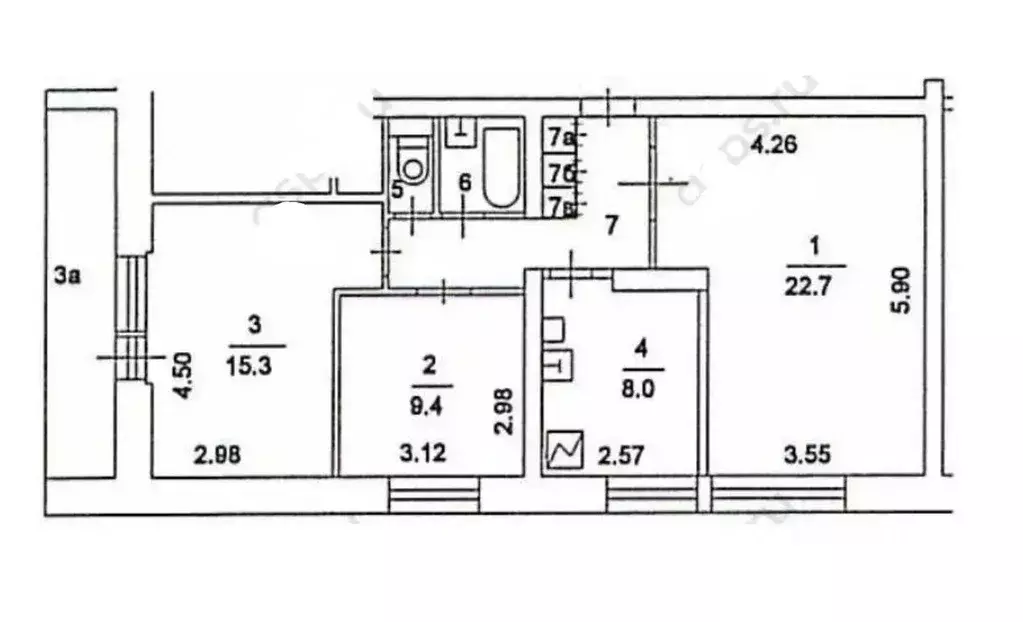 3-к кв. Москва Башиловская ул., 23К3 (65.2 м) - Фото 1