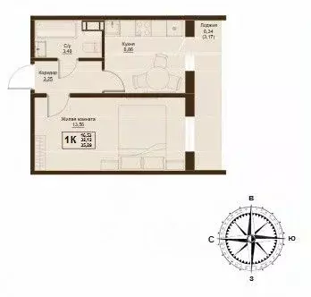 1-к кв. Челябинская область, Челябинский городской округ, пос. ... - Фото 0