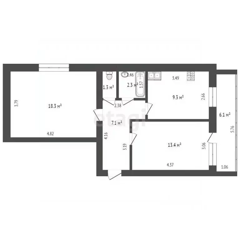 2-к кв. Тюменская область, Тюмень ул. Шишкова, 16/1 (51.7 м) - Фото 1