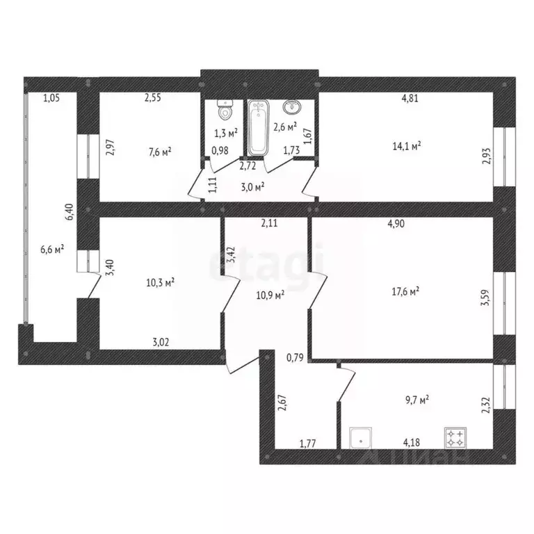 4-к кв. Башкортостан, Уфа ул. Набережная реки Уфы, 61 (80.4 м) - Фото 1