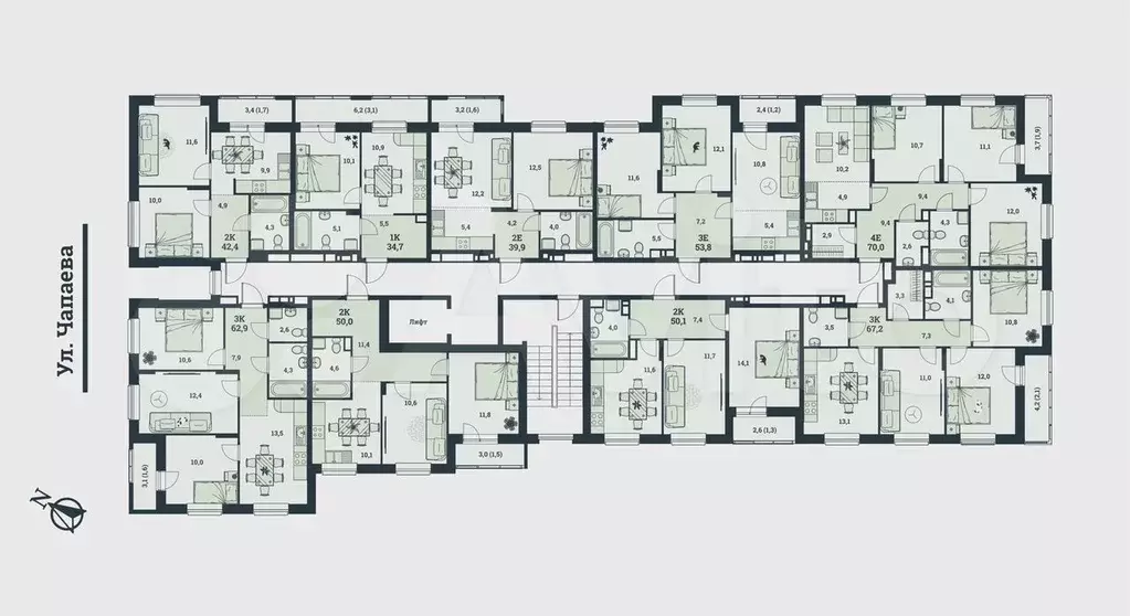 5-к. квартира, 70 м, 2/8 эт. - Фото 1