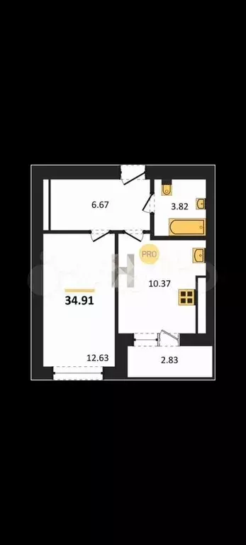 1-к. квартира, 36,3 м, 2/6 эт. - Фото 1