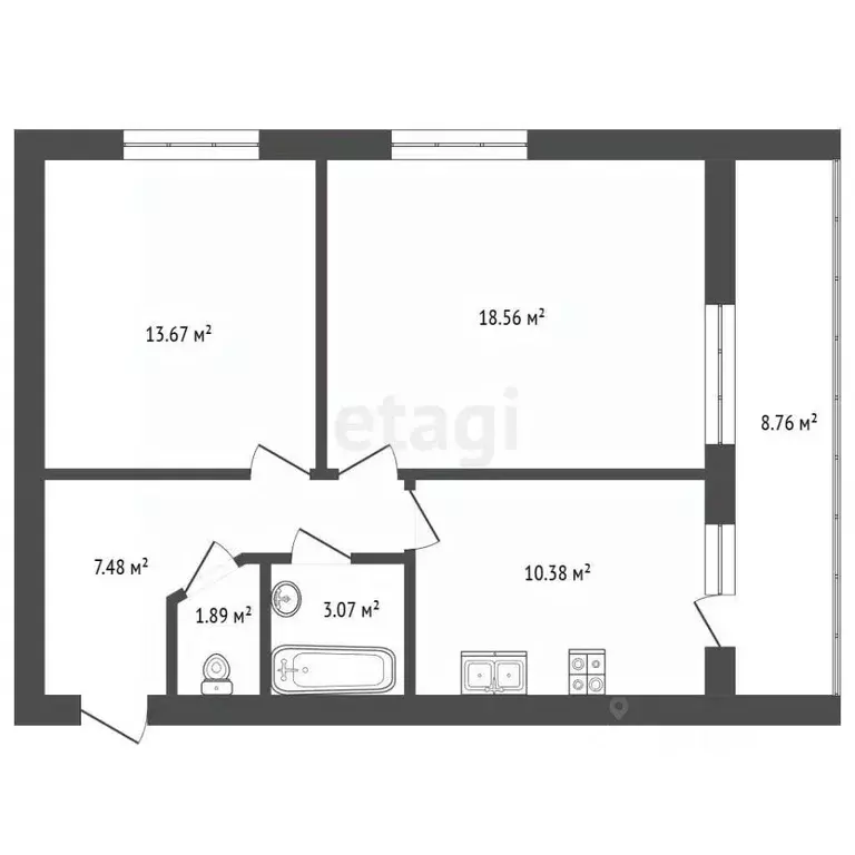 3-к кв. Калужская область, Калуга ул. Минская, 39 (75.3 м) - Фото 2