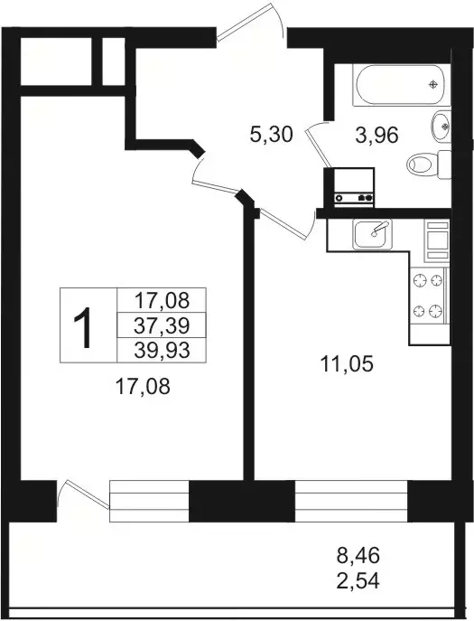 Продаётся 1-к квартира, 39.93 м - Фото 1