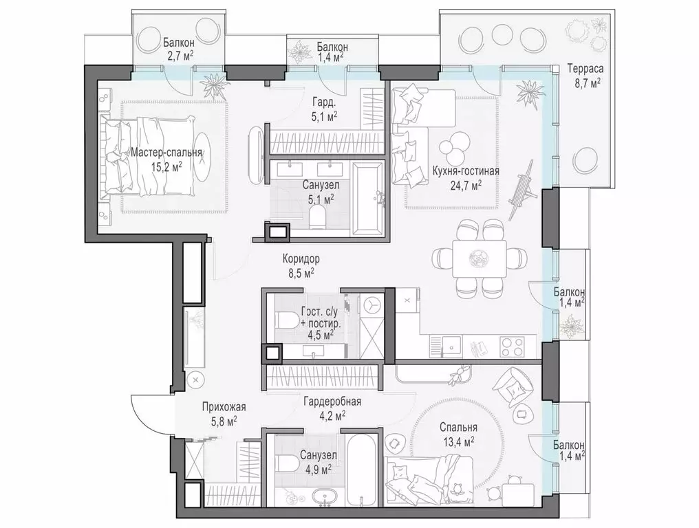 2-комнатная квартира: Москва, Средний Тишинский переулок (96.3 м) - Фото 0