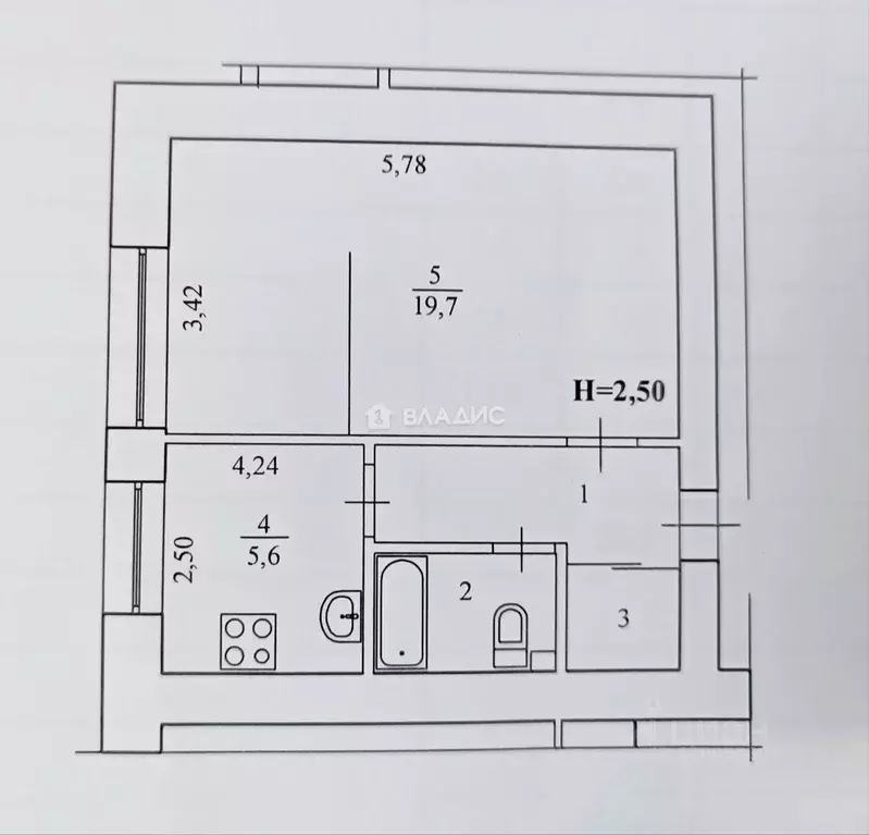 1-к кв. Волгоградская область, Волгоград ул. Германа Титова, 20А (33.1 ... - Фото 2