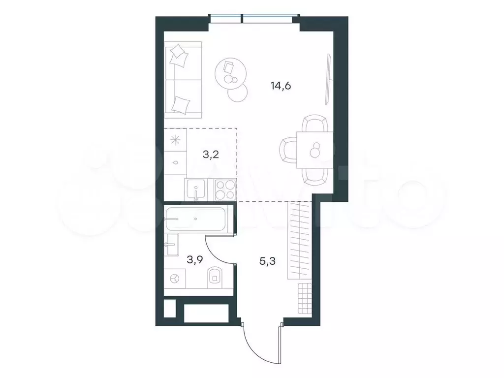 Квартира-студия, 27 м, 10/27 эт. - Фото 0