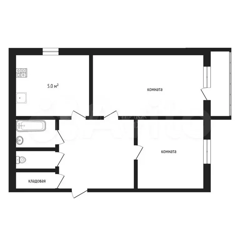 2-к. квартира, 41,9 м, 2/9 эт. - Фото 0