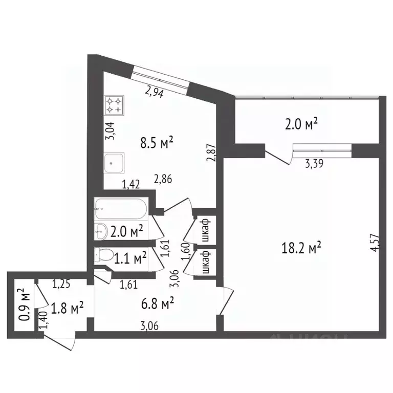 1-к кв. Калининградская область, Калининград наб. Генерала Карбышева, ... - Фото 2
