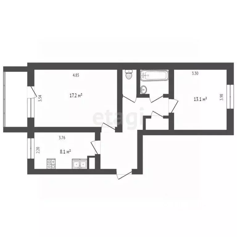 2-к кв. Воронежская область, Борисоглебск Северный мкр, 35А (54.5 м) - Фото 1