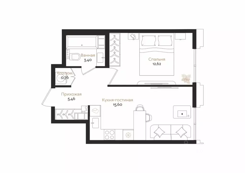 1-к кв. Санкт-Петербург ул. Профессора Попова, 38 (37.84 м) - Фото 0