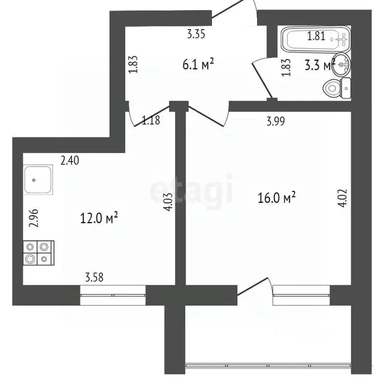 1-к кв. Мордовия, Саранск ул. Богдана Хмельницкого, 88 (37.0 м) - Фото 1