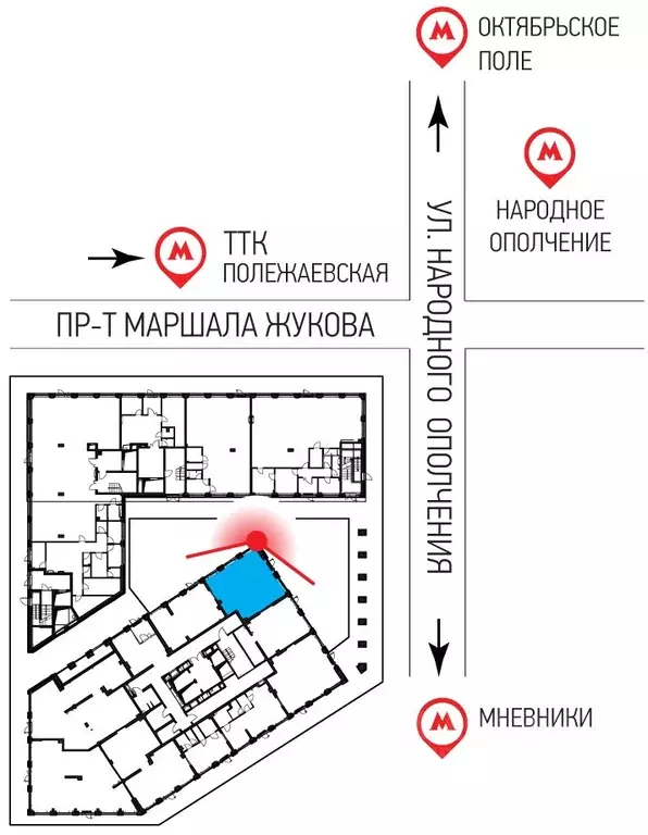 Торговая площадь в Москва ул. Народного Ополчения, 13 (68 м) - Фото 1