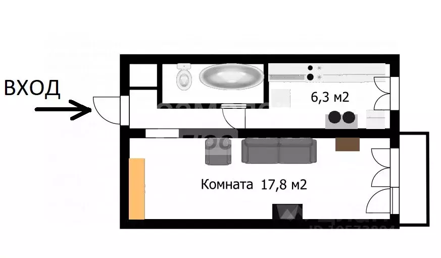 1-к кв. Томская область, Томск ул. Суворова, 10 (32.0 м) - Фото 1