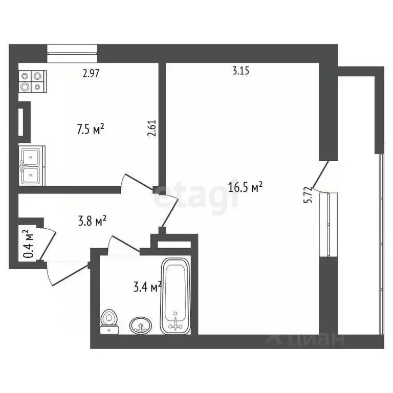 1-к кв. Севастополь ул. Генерала Мельника, 9 (31.6 м) - Фото 0