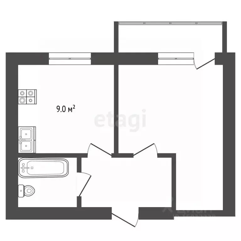 1-к кв. Владимирская область, Муром Лесная ул., 1 (34.7 м) - Фото 2