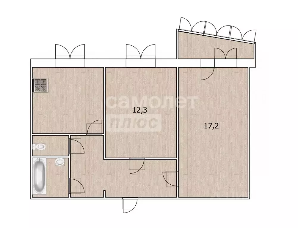 2-к кв. Тюменская область, Тюмень Холодильная ул., 54 (50.7 м) - Фото 2