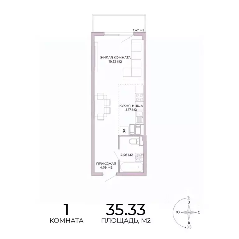1-к кв. Пензенская область, Пенза Побочинская ул., с18 (35.33 м) - Фото 0