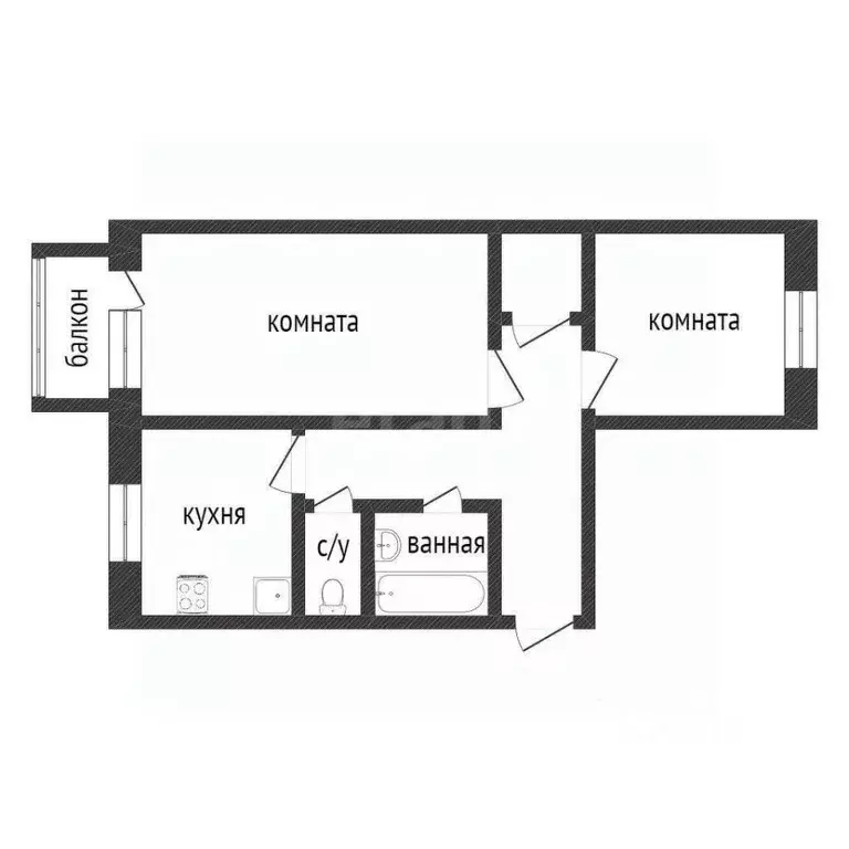 2-к кв. Курганская область, Курган Заозерный жилрайон, 4-й мкр, 21 ... - Фото 1