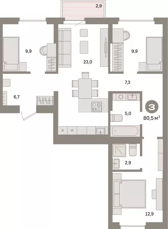 3-комнатная квартира: Екатеринбург, жилой район Сортировочный, ... - Фото 1