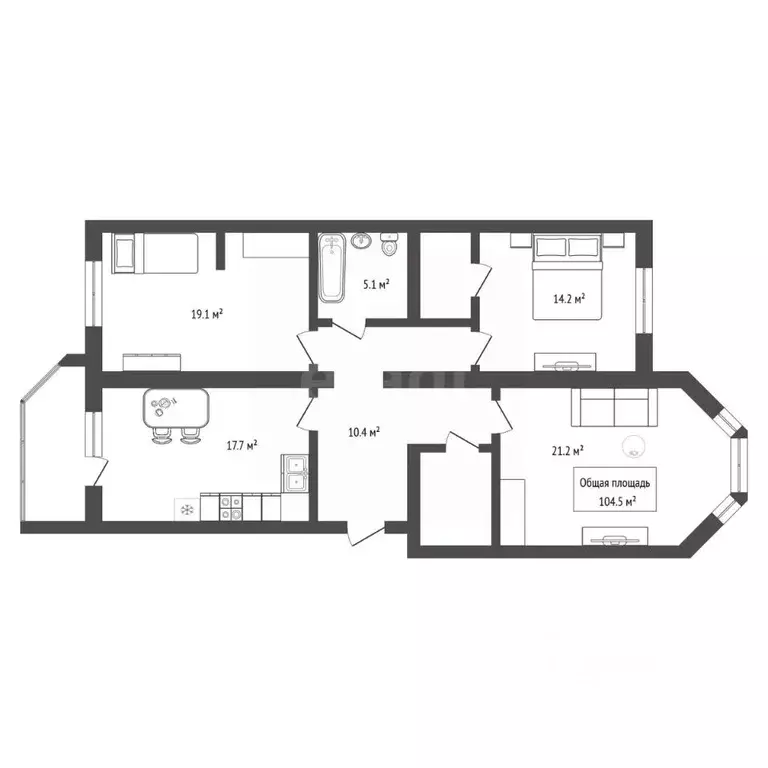 3-к кв. Новосибирская область, Бердск ул. Солнечная, 36 (104.5 м) - Фото 2