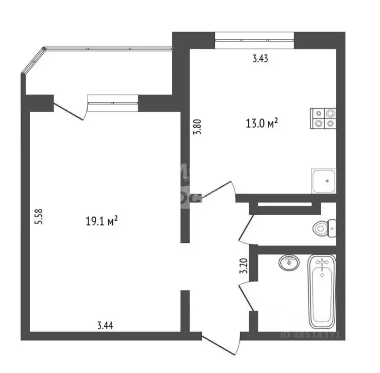 1-к кв. Тюменская область, Тюмень Широтная ул., 172к2 (42.0 м) - Фото 2