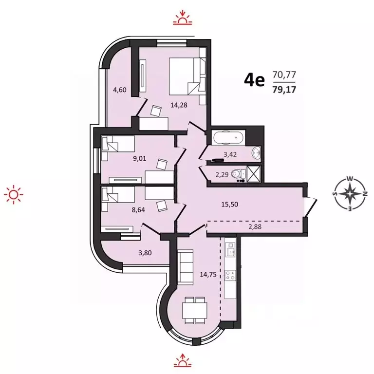 4-к кв. Хабаровский край, Хабаровск ул. Быстринская, 2 (79.17 м) - Фото 0