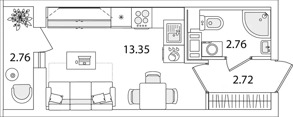 Студия Санкт-Петербург ул. Тамбасова, 5Н (20.21 м) - Фото 0