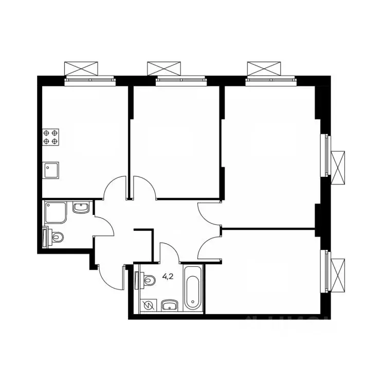 3-к кв. Москва ул. Василисы Кожиной, 13 (86.0 м) - Фото 1