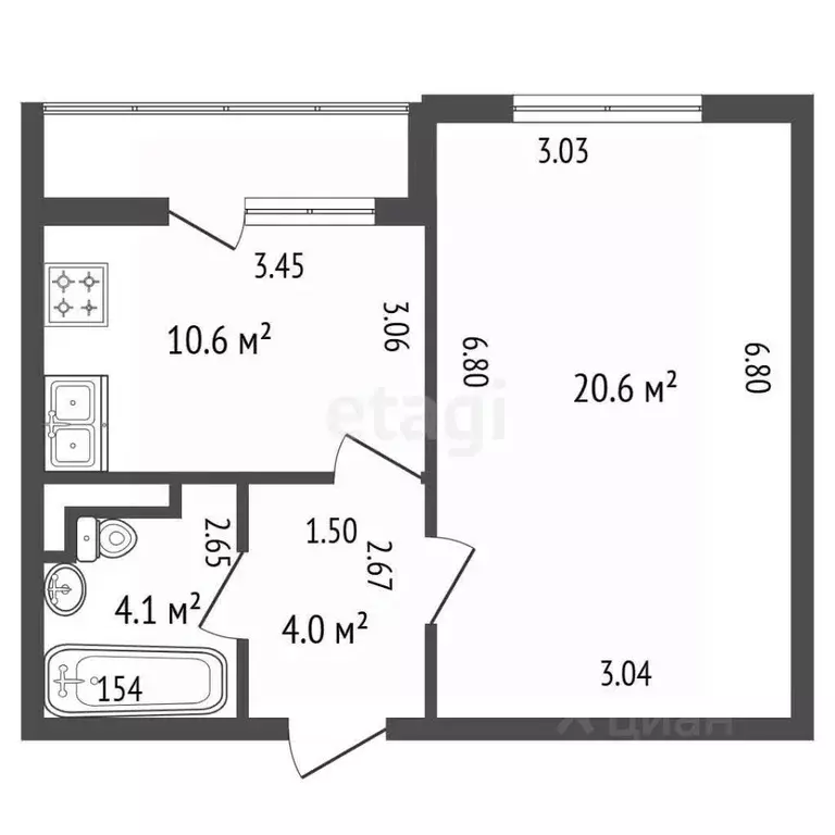 1-к кв. Санкт-Петербург ул. Лидии Зверевой, 9к2 (39.3 м) - Фото 2