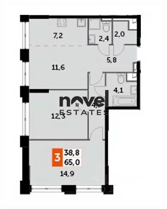 2-к кв. Москва Шелепихинская наб., 40к1 (65.0 м) - Фото 1
