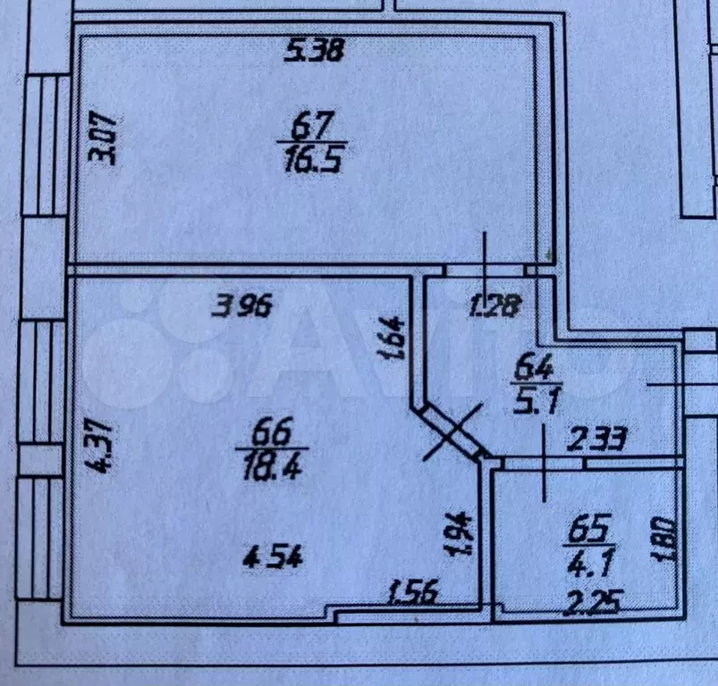 1-к. квартира, 44,1 м, 4/4 эт. - Фото 0