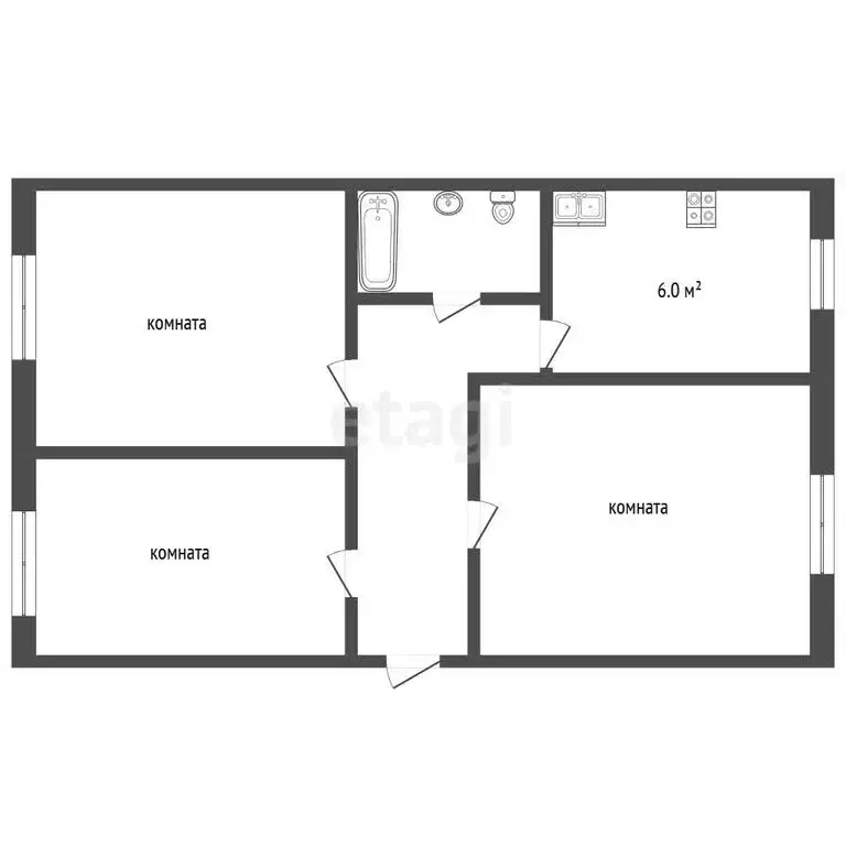 3-комнатная квартира: Рыбинск, улица Приборостроителей, 36 (60 м) - Фото 1