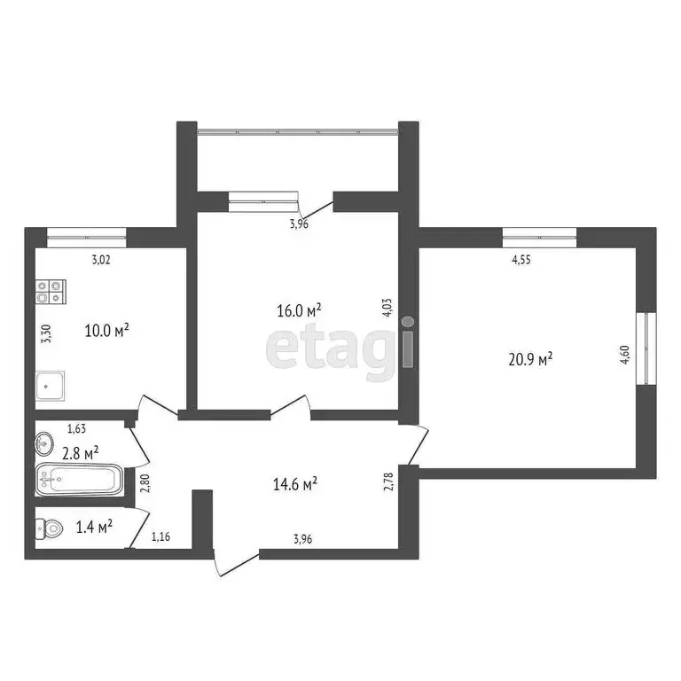 2-комнатная квартира: Ишим, улица Шаронова, 3А (65.7 м) - Фото 0
