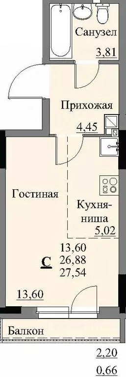 Студия Удмуртия, Ижевск Автопроизводство жилрайон, 3-й мкр, Арден на ... - Фото 0