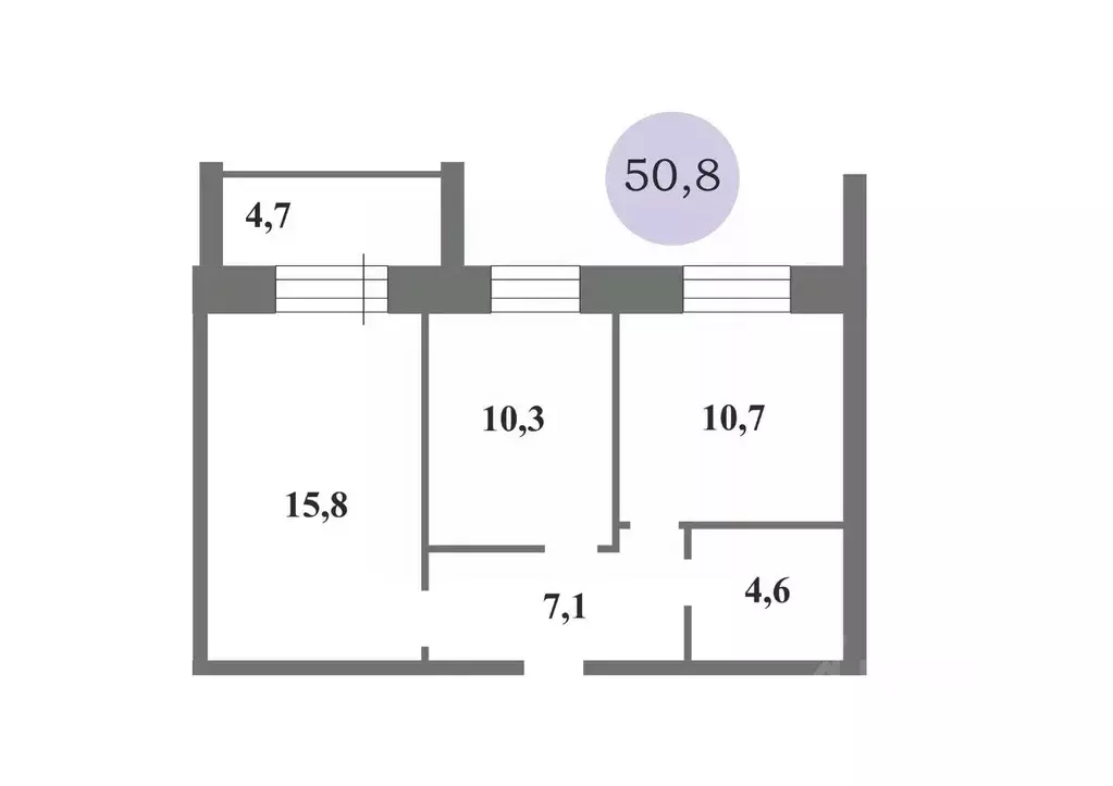 2-к кв. Амурская область, Благовещенск Литейная ул., 95 (50.8 м) - Фото 1