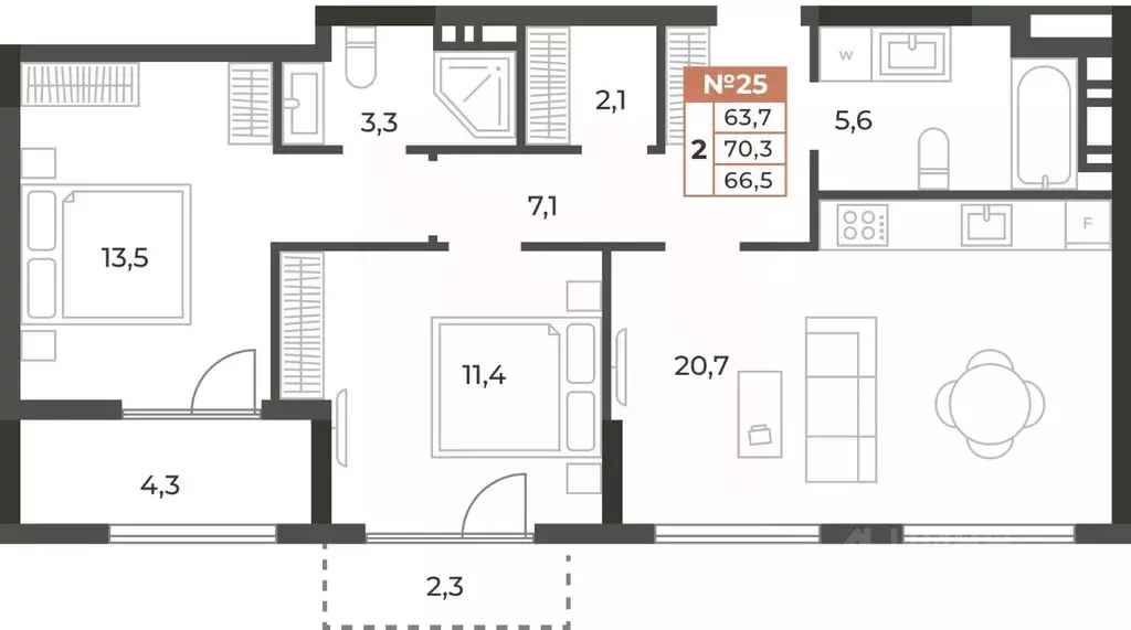 2-к кв. Крым, Симферополь ул. Караимская, 50 (66.6 м) - Фото 0